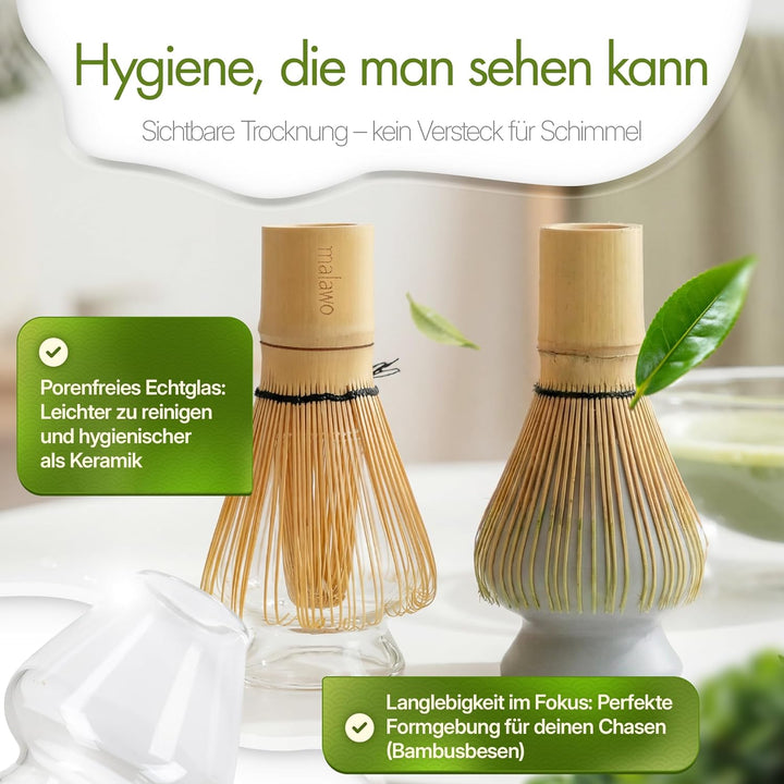 Premium Matcha Set 4-teilig Doppelwandige Glasschale [500ml] Matcha Zubereitung Traditionelles Zubeh