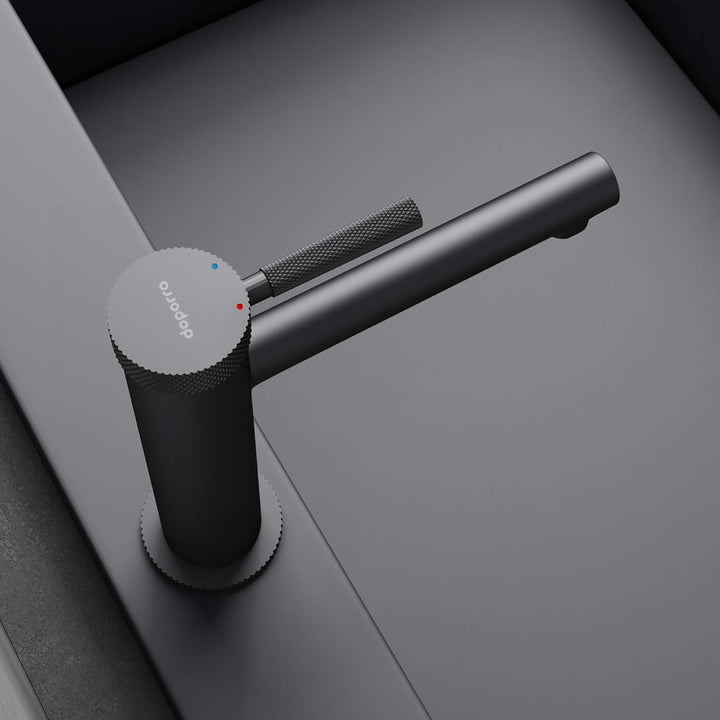 doporro Design Armatur in Schwarz matt Waschbeckenarmatur praktischer Einhebelmischer 18,1 cm hoch W