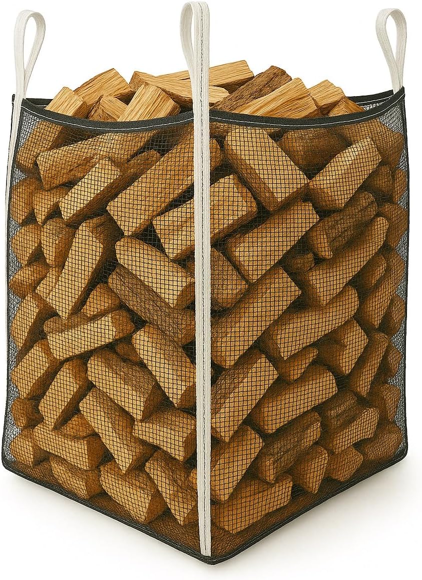 Woodbag Holz Big Bag Netzgewebe mit Sternboden 100x100x100/120/140/160cm für Brennholz (ohne Inhalt)