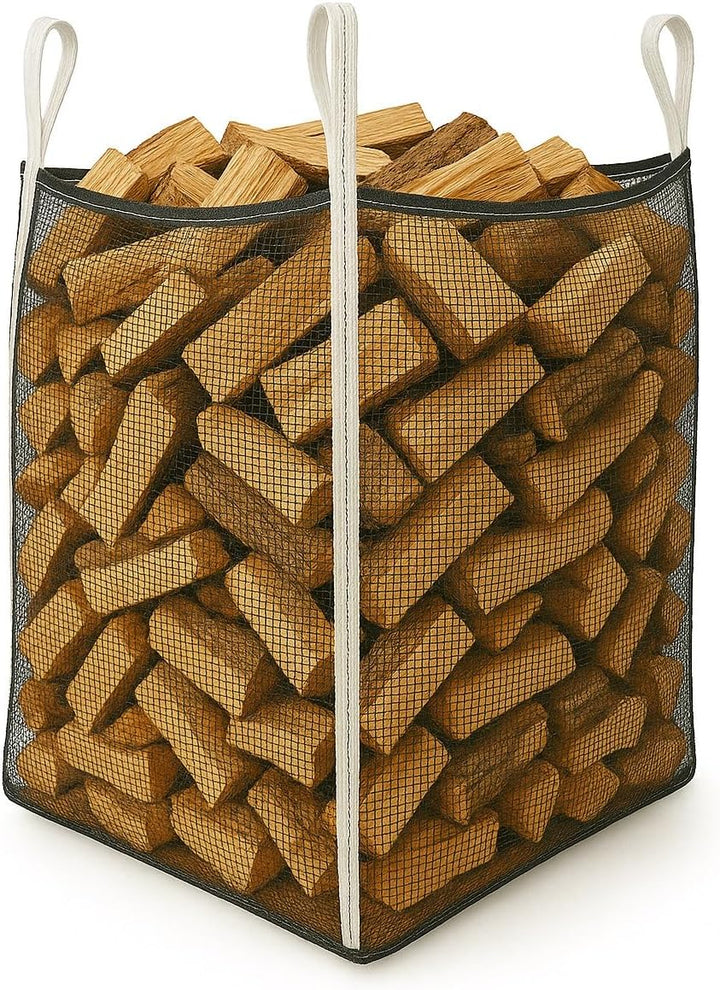 Woodbag Holz Big Bag Netzgewebe mit Sternboden 100x100x100/120/140/160cm für Brennholz (ohne Inhalt)