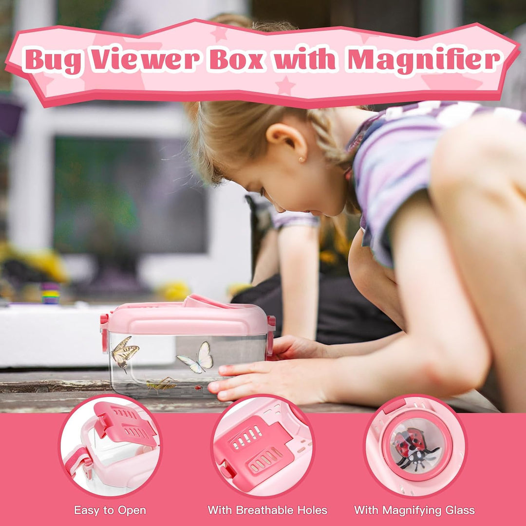 Forscherset für Kinder ab 4, Entdecker Set mit Insekten Beobachtungsbox, Lupenglas Kinder, Insektenf