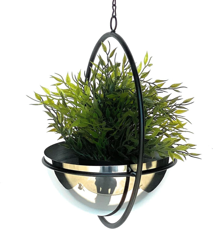 DanDiBo Blumenampel Innen Metall Wand Hängepflanzen 53 cm 96087 M mit Topf Silber Pflanzenhänger Blu