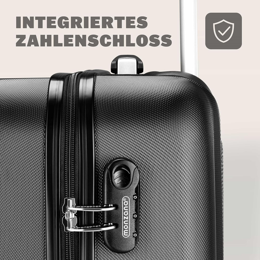 Monzana® Koffer Baseline Handgepäck ABS Hard Case Gehäuse gummierte Rollen Teleskopgriff Zahlenschlo