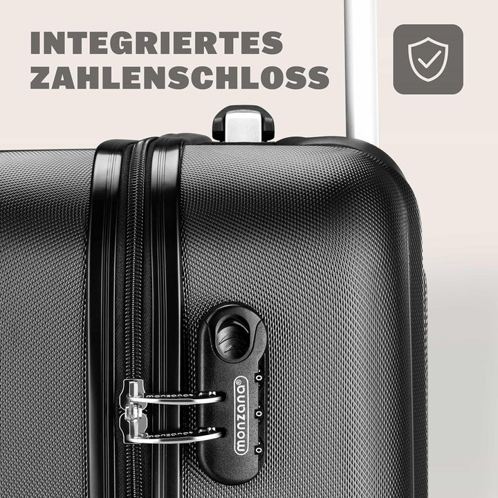 Monzana® Koffer Baseline Handgepäck ABS Hard Case Gehäuse gummierte Rollen Teleskopgriff Zahlenschlo