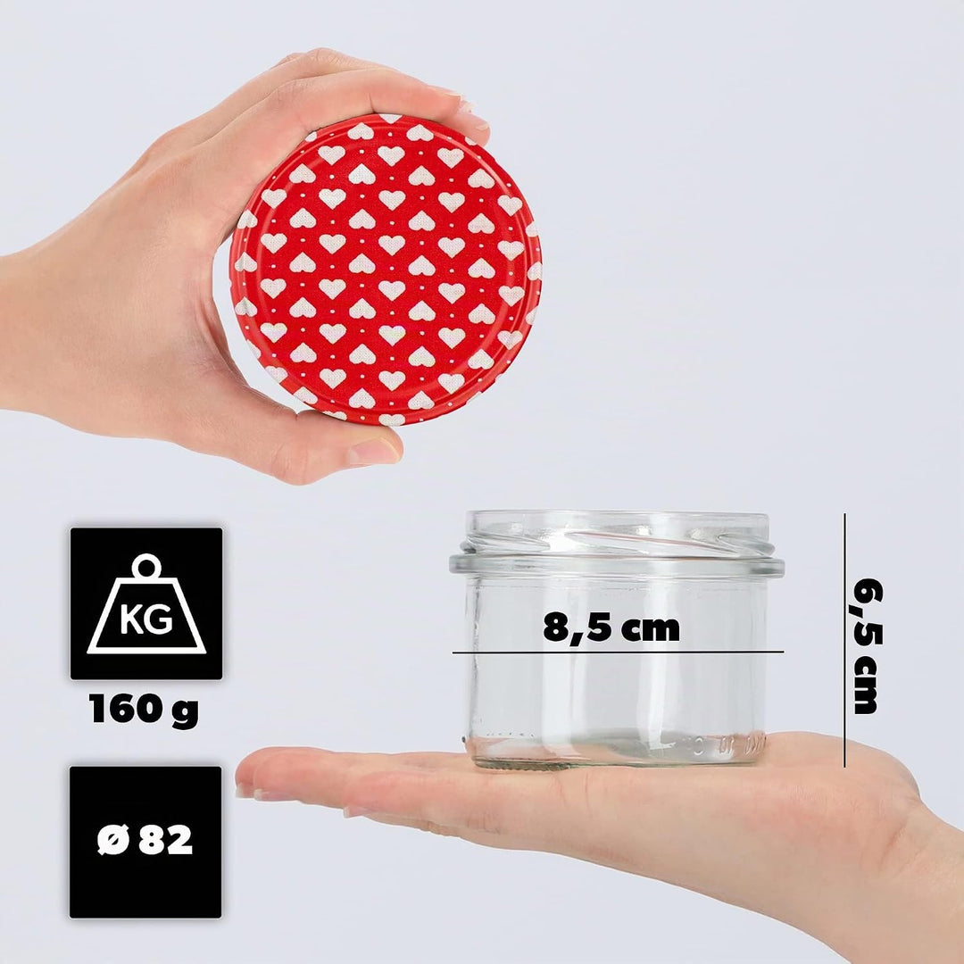 KADAX 20er Set Marmeladengläser 235ml TO82 Herz, Einmachgläser Vorratsgläser Mason Jar mit Schraubde