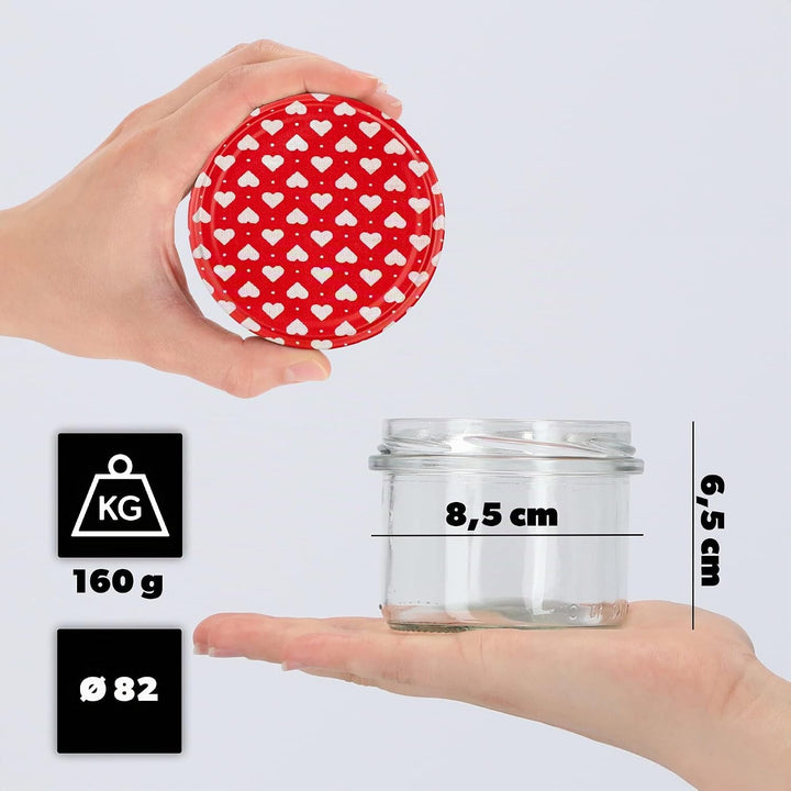 KADAX 20er Set Marmeladengläser 235ml TO82 Herz, Einmachgläser Vorratsgläser Mason Jar mit Schraubde
