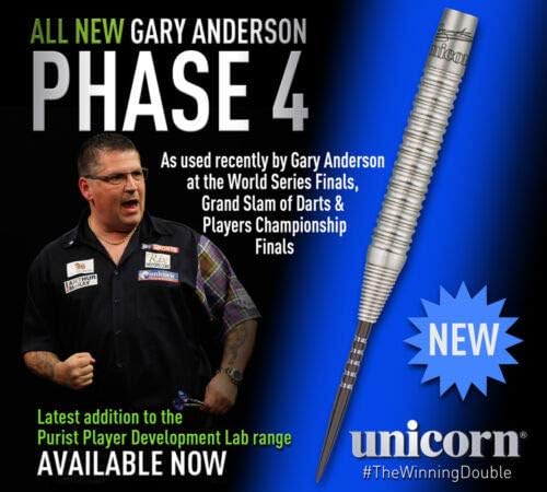 Unicorn Einhorn Herren Gary Anderson Phase 4 Natura 90% Wolfram 25 g Silber, 25 g Silber