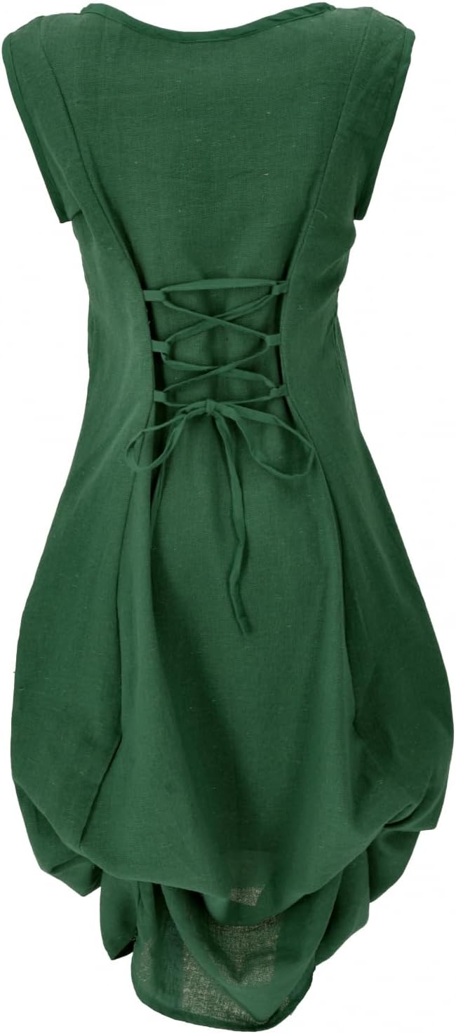 GURU SHOP Langes Wandelbares Sommerkleid, Maxikleid, Damen, Baumwolle 38 Grün, 38 Grün