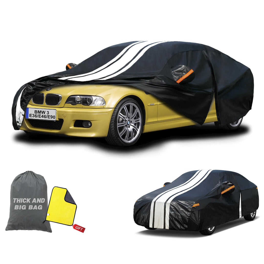 Cowtcver Autoabdeckung Wasserdicht für BMW 3er/M3 E36/E46/E90 1990-2012 | 10 Schichten Vollgarage Au