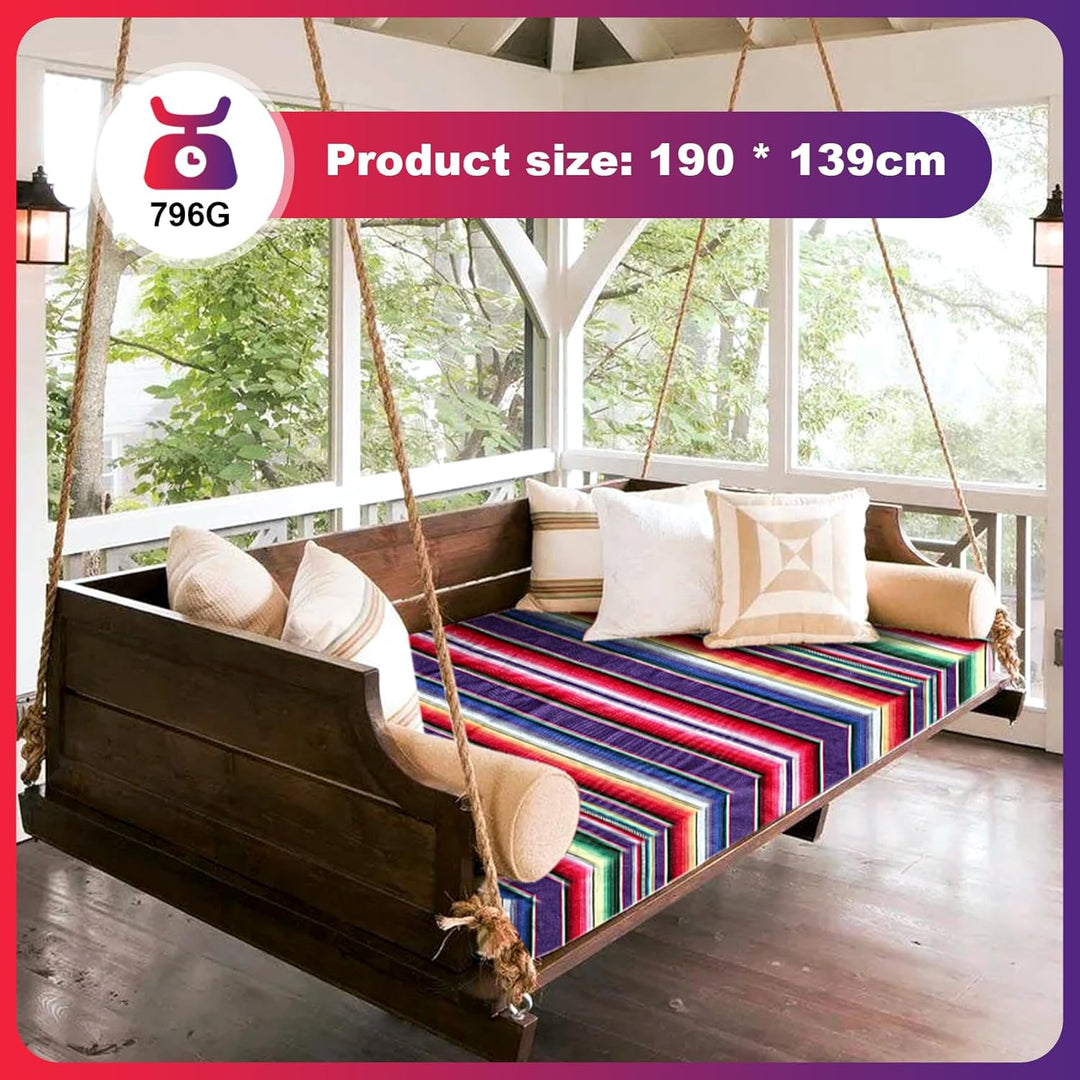 Liseng Mexikanische Decke Sarape Picknick Decke ÜBerwurf Tisch Decke Heiss Stange für Yoga, 150X215C