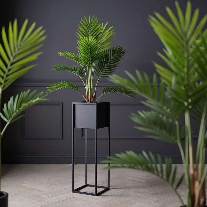 Pflanzenständer Reno - 21x21x70cm - Farbe Schwarz - für Zimmerblumen - Metallregal - Dekorativer Tis