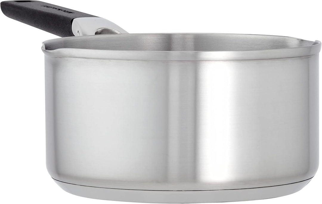 KitchenAid 71018 Stielkasserolle mit Ausgiesser, Edelstahl gebürstet Stielkasserolle (1 Quart), Stie