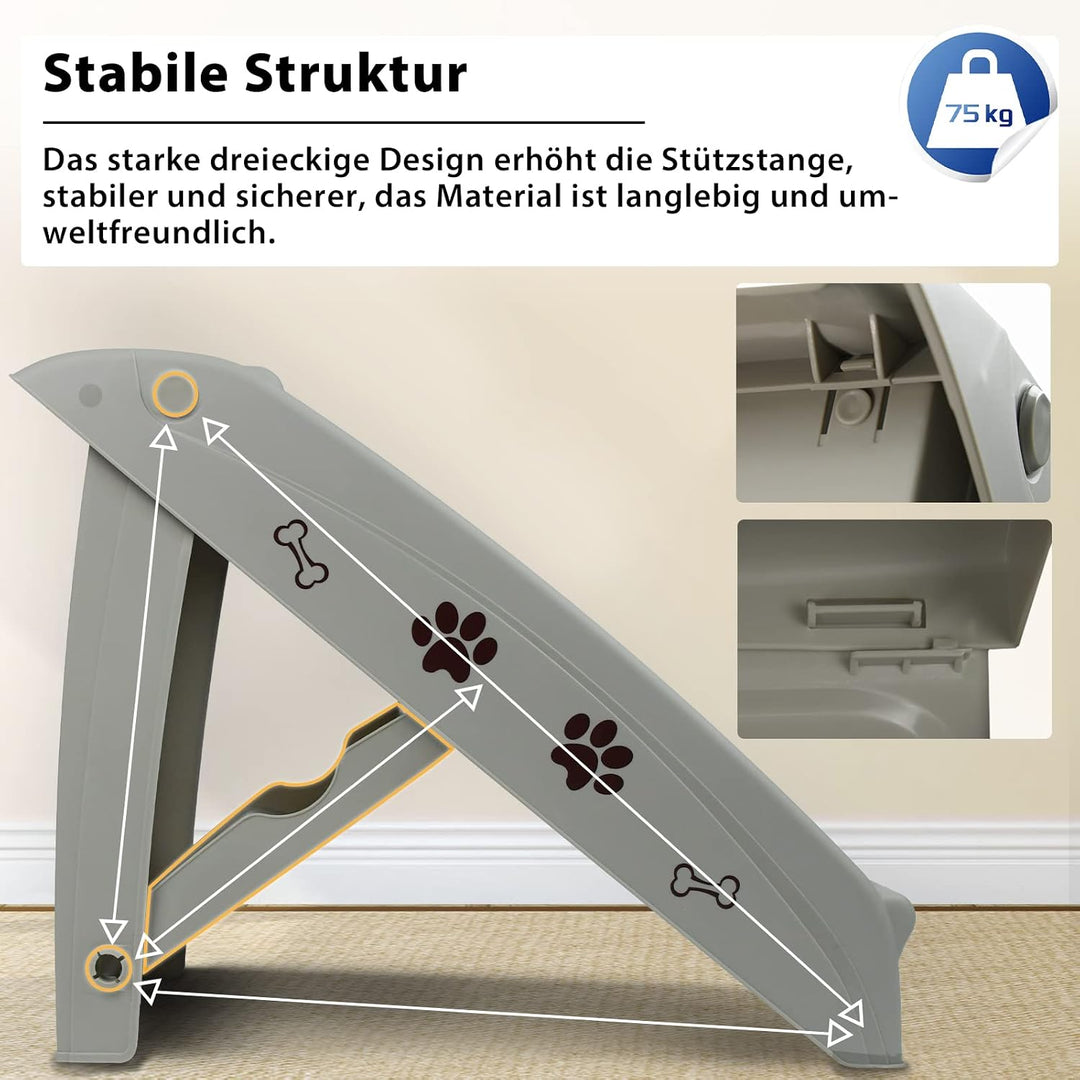 Hundetreppe 4 Stufen Klappbare Haustiertreppe 50cm Hoch mit Rutschfesten Teppichboden Katzentreppe H