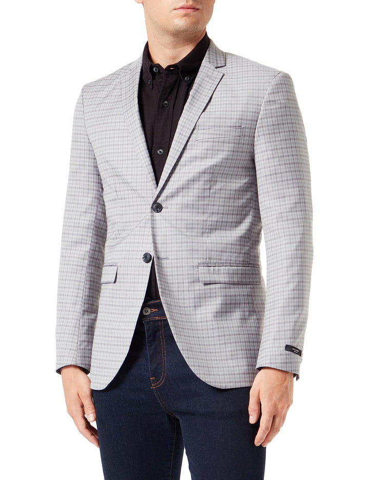 JACK & JONES Herren Jprfranco Check Blazer Anzugjacke 52 Light Grey Melange/Checks:super Slim Fit, 5