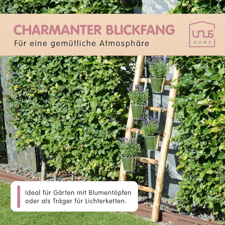 UNUS Dekoleiter Holzleiter Deko Leiter Wand Dekoration Handtuchhalter 150cm weiss Weiss 150 cm, Weis