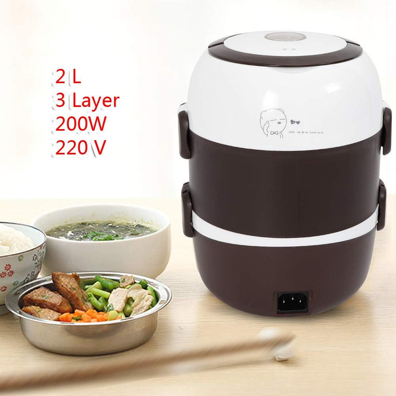 Lightakai Elektrisch Lunchbox, 2L Tragbare Brotdose Reiskocher Dampfgarer 3 Schicht Reiskocher Dampf