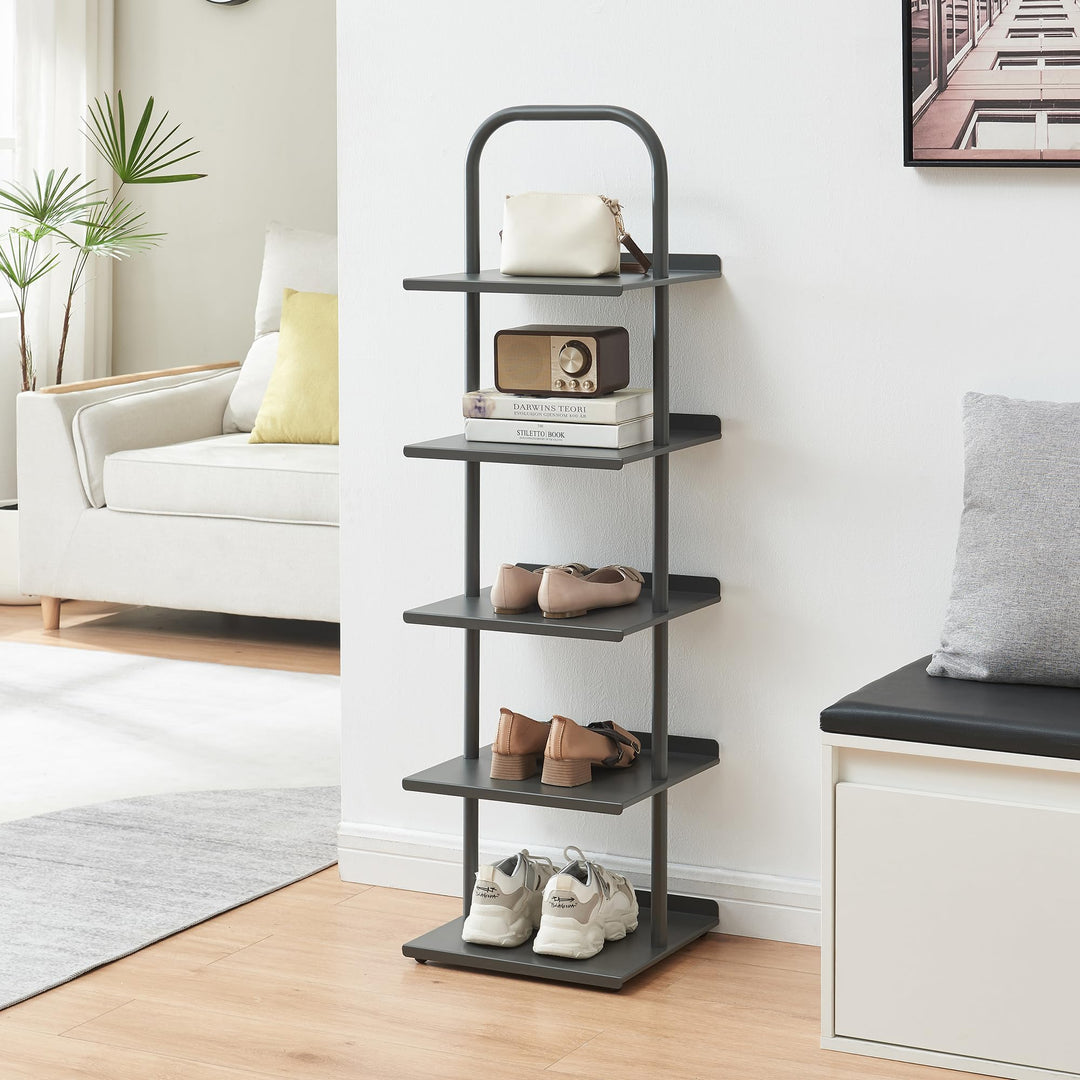 [en.casa] Schuhregal schmal Poytya mit 5 Ebenen Metall 119 x 34 x 32 cm Schuhständer für 5 Paare Sch