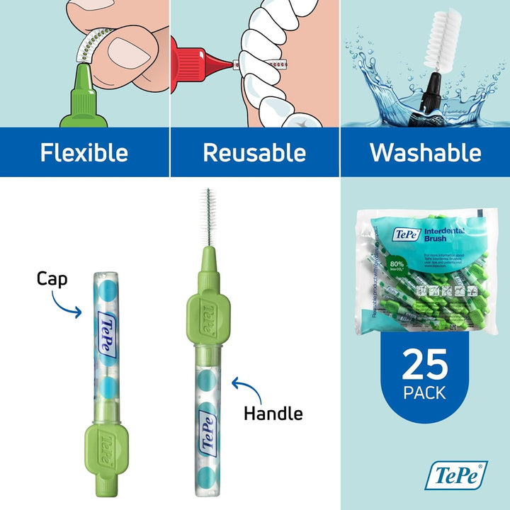 TePe Interdentalbürsten Original GRÜN 0,8 mm, 25 Stück Grün 25 stück (1er Pack), Grün 25 stück (1er