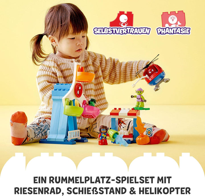 LEGO 10963 DUPLO Marvel Spider-Man & Friends: Jahrmarktabenteuer, Freizeitpark mit Spielzeug-Hubschr