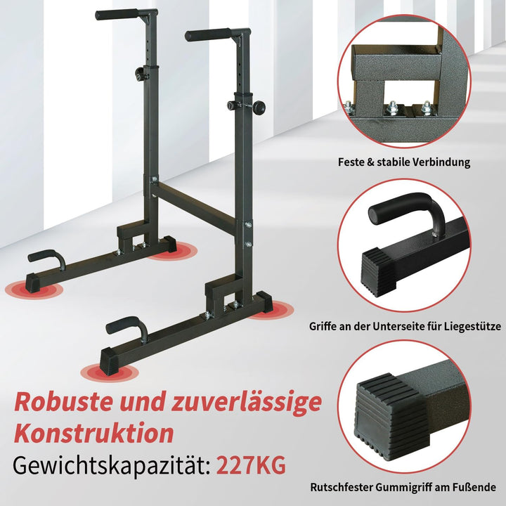 Dip Station Multifunktions-Dip Ständer, Freistehend Fitnessgerät für Calisthenics und Krafttraining,