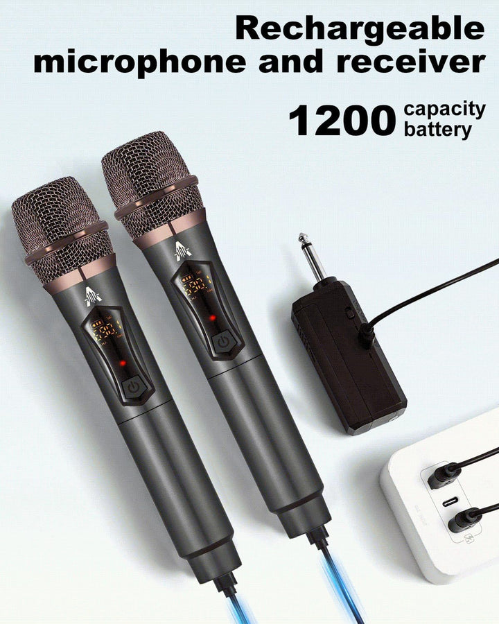 ALPOWL Wireless Mikrofon, Karaoke Mikrofon mit DC-DC Boost Umwandlungsmodul für stabile Spannungsnut