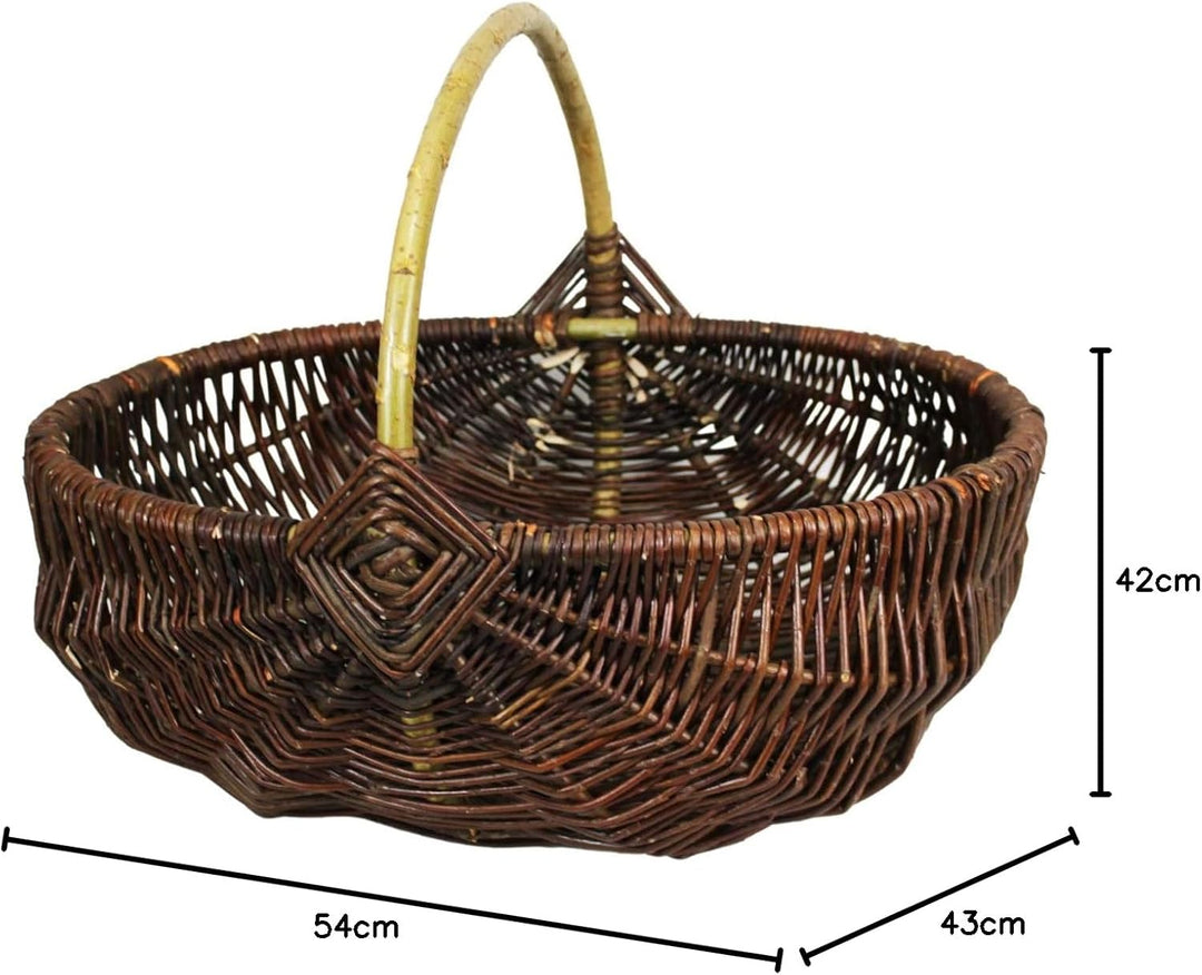 Weidengartenkorb - natürliche Weidenfarbe - rustikal (54 x 43 H 22/42 cm) 54 x 43 H 22 / 42 cm, 54 x