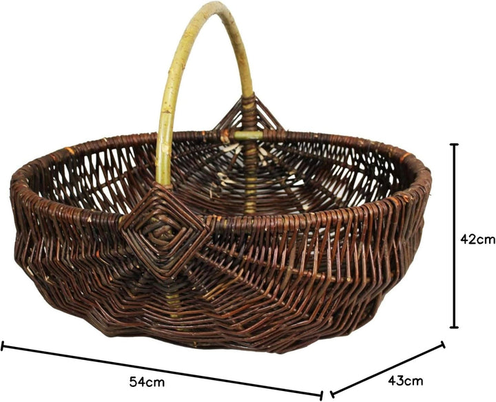 Weidengartenkorb - natürliche Weidenfarbe - rustikal (54 x 43 H 22/42 cm) 54 x 43 H 22 / 42 cm, 54 x