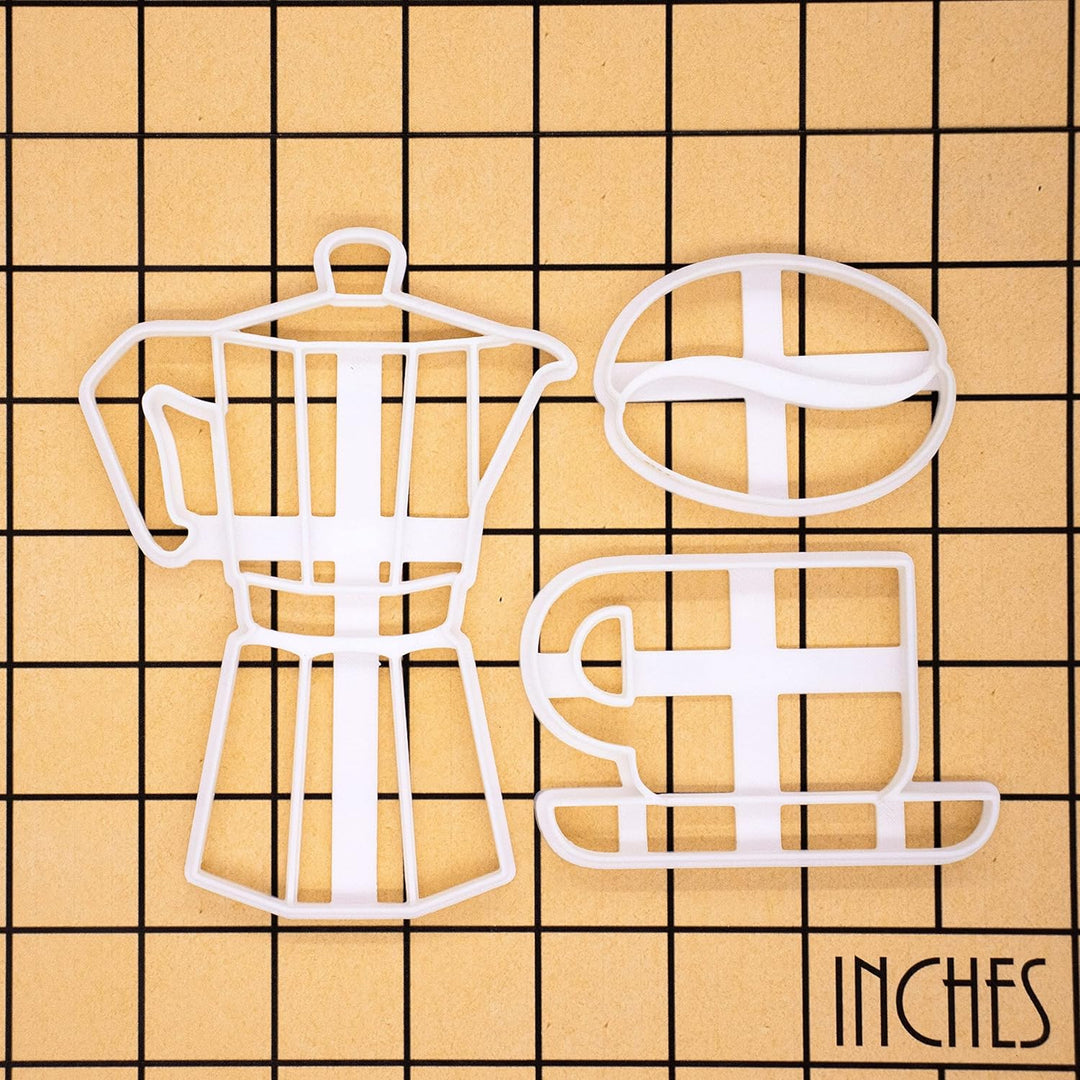 3er Set Kaffee Ausstechformen (Formen: Kaffeetasse, Kaffeebohne und Espressokanne), 3 Teile, Bakerlo