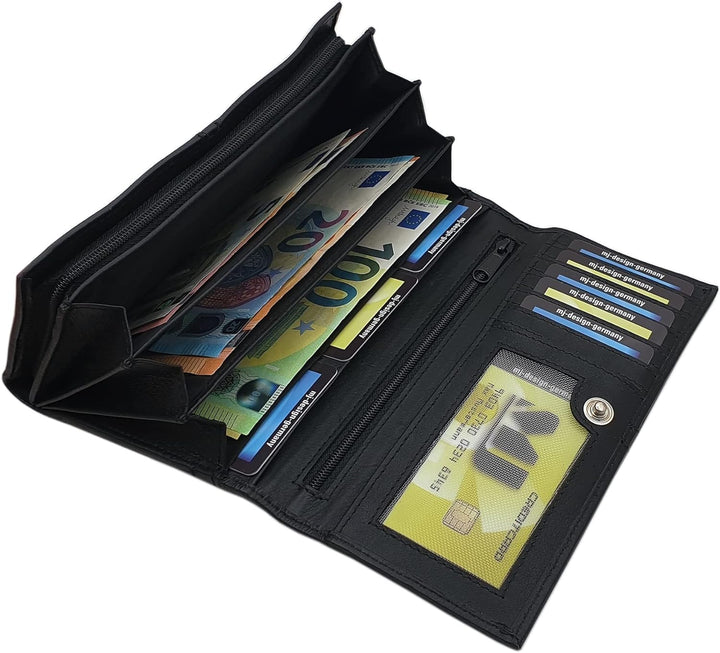 Grosse Kalbsleder Damen Geldbörse/Geldbeutel/Portemonnaie/Portmonaise/Geldtasche/Portmonee MJ-Design