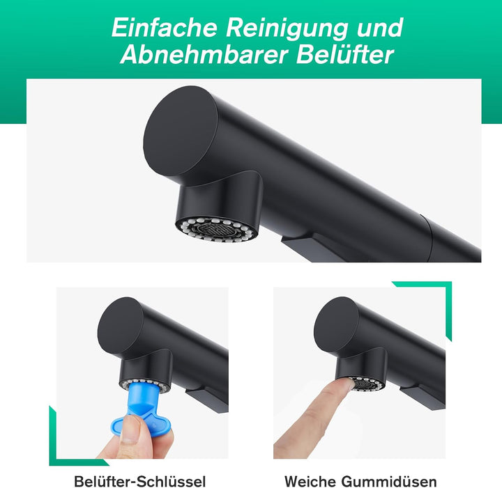CREA Küchenarmatur ausziehbar, Einhebelmischer Armatur Wasserhahn Küche mit Brause, Spültischarmatur