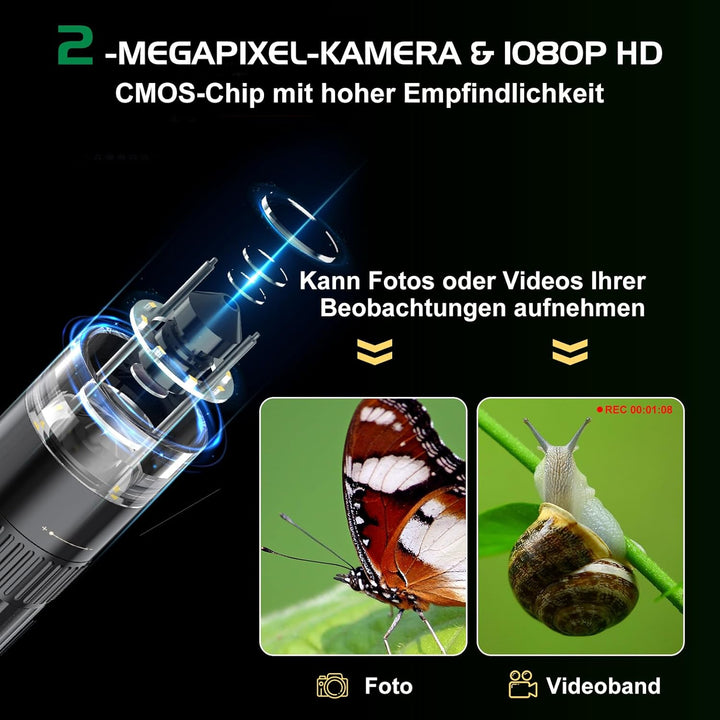WADEO WiFi Digitalmikroskop, 1080P HD 50-1000X USB-Mikroskop, Mini-Mikroskop Handmikroskop mit 2 MEG