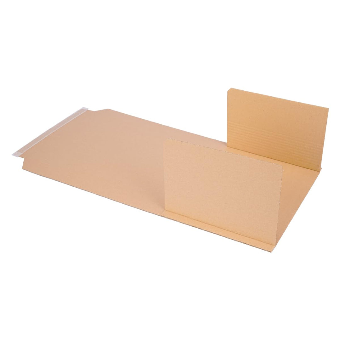 250 Stück | Buchverpackung DIN A3 selbstklebend in Braun | 430x310x10-60 mm - Wickelverpackung BV-5,
