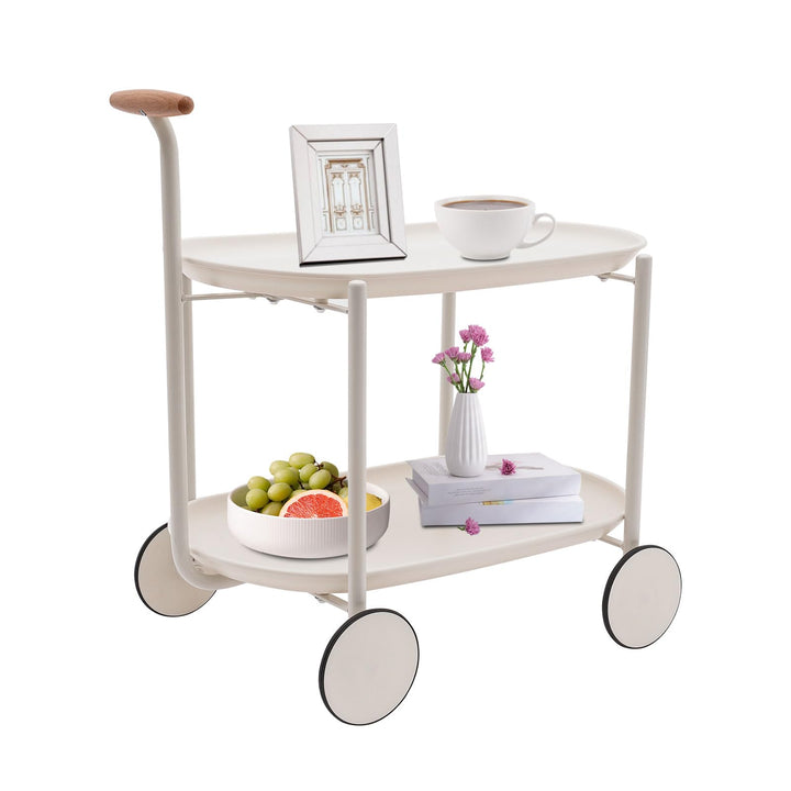 Outdoor Servierwagen mit Griff 2 Etagen Küchenwagen mit Rollen Rollwagen für Pool, Party, Garten Küc