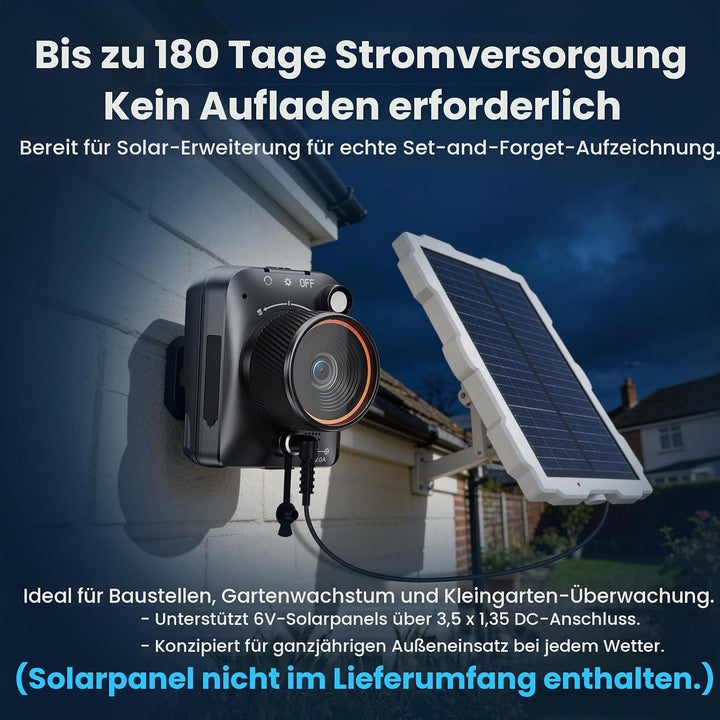 Zeitraffer Kamera 1296P 48MP Baustellenkamera, 6-Facher Digitalzoom 180 Tage Aufnahme Timelapse Came