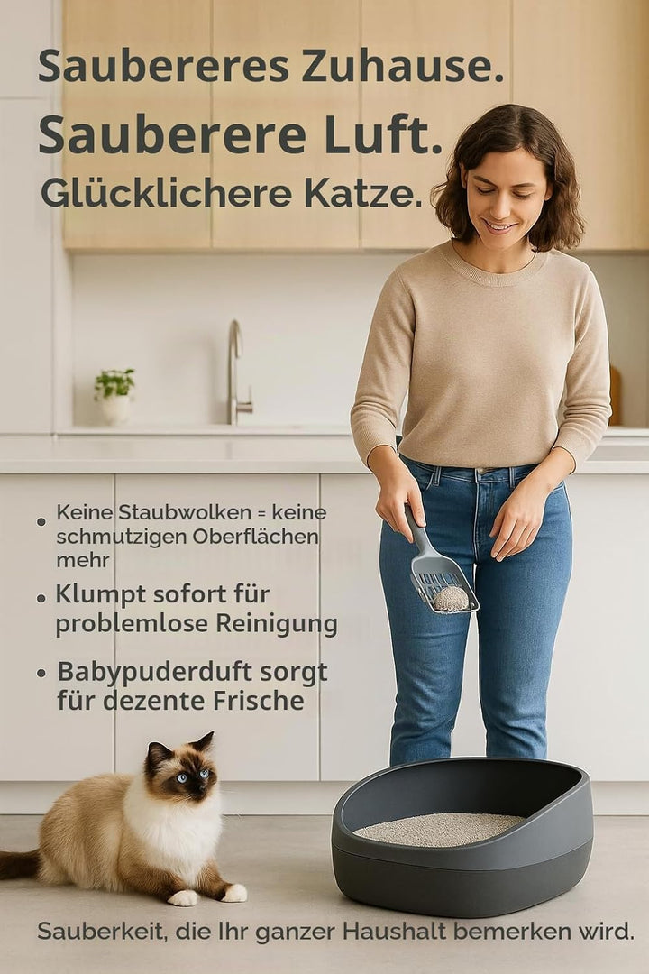 Flamingo Katzenstreu - katzenstreu klumpstreu - Babypuderduft - 12L (12KG) für 10 Wochen - Herkunft