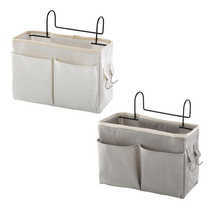 Disnace 2Pcs Betttasche Bett Organizer Hängetasche Aufbewahrungstasche, Hängetasche Faltbares Leinen