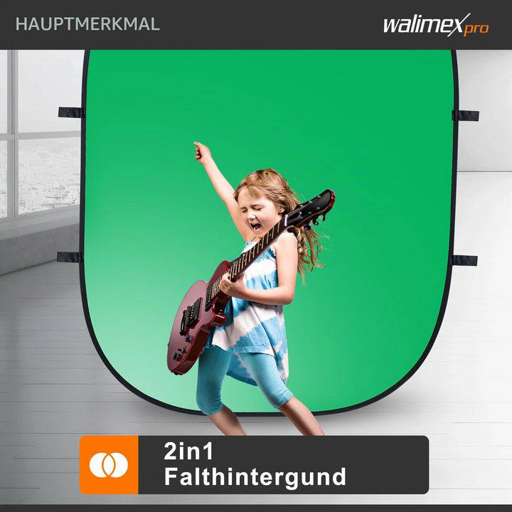Walimex pro pro Falthintergrund (150 x 210 cm) grün/blau 20731 150x210cm grün/blau, 150x210cm grün/b