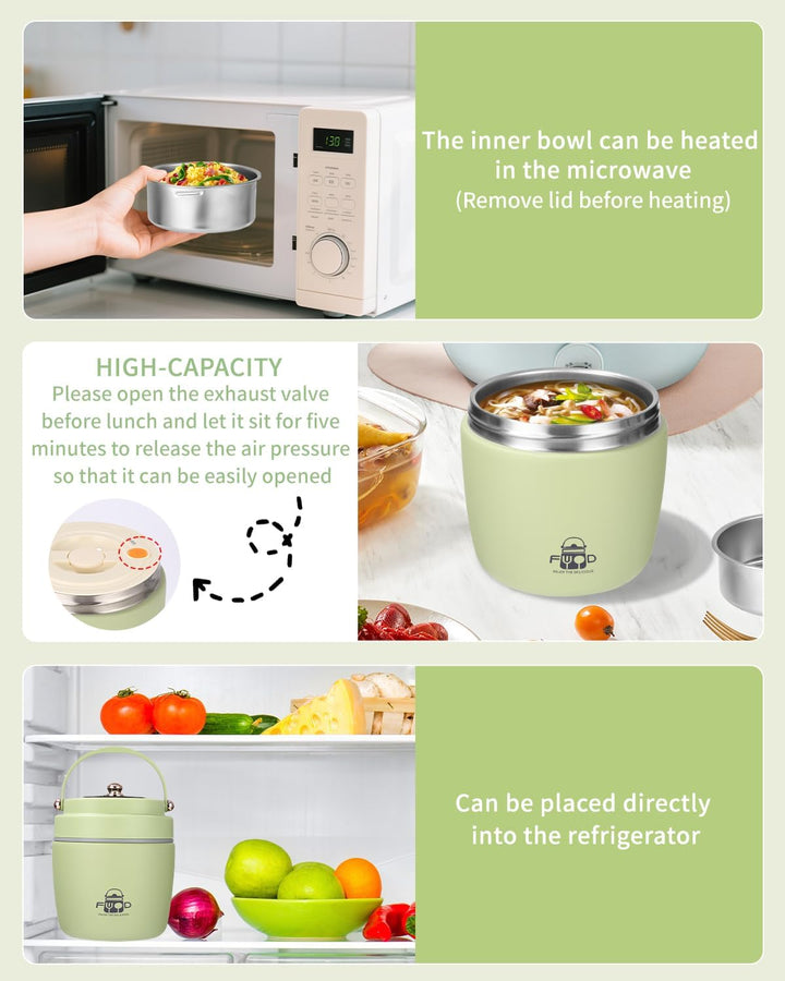 Thermobehälter für Essen 1.2L, Edelstahl Warmhaltebehälter , Auslaufsichere Thermo Lunchbox mit Klap