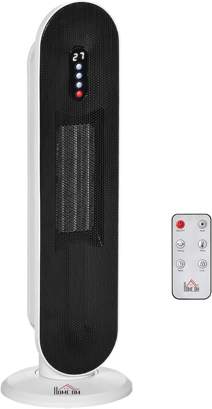 HOMCOM Heizgerät Heizlüfter 2000W Elektroheizer Keramik Heizturm mit Fernbedienung 24-Stunden-Timer