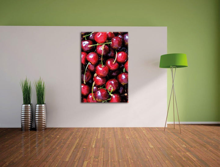 Cherry Kirschen Fruit, Format: 100x70 auf Leinwand, XXL riesige Bilder fertig gerahmt mit Keilrahmen