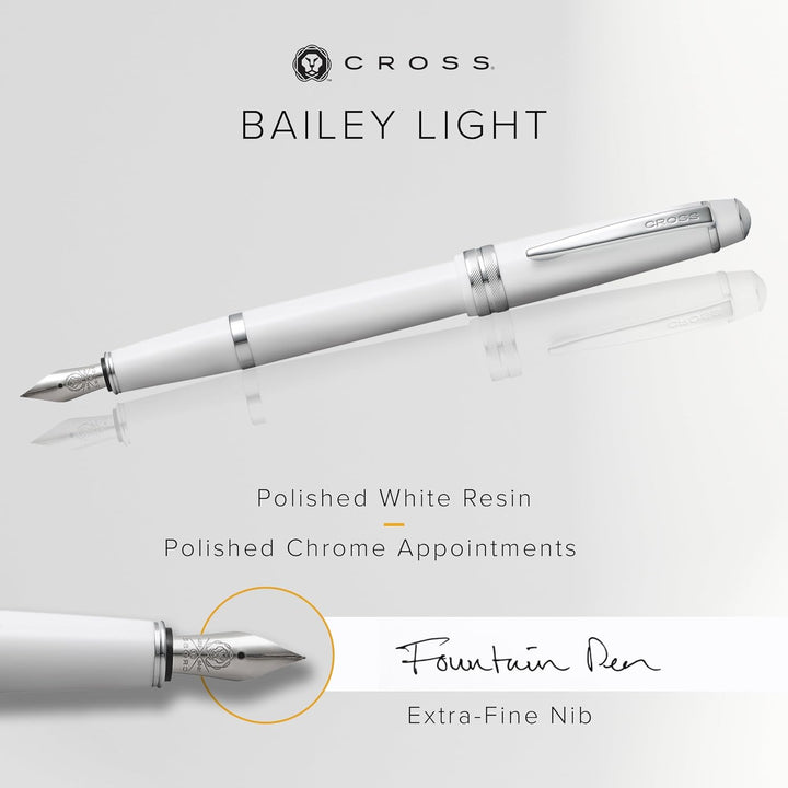 Cross Bailey Light Füllfederhalter (Federstärke XF, inkl. Geschenkverpackung) Weiss, 1 Count (Pack o