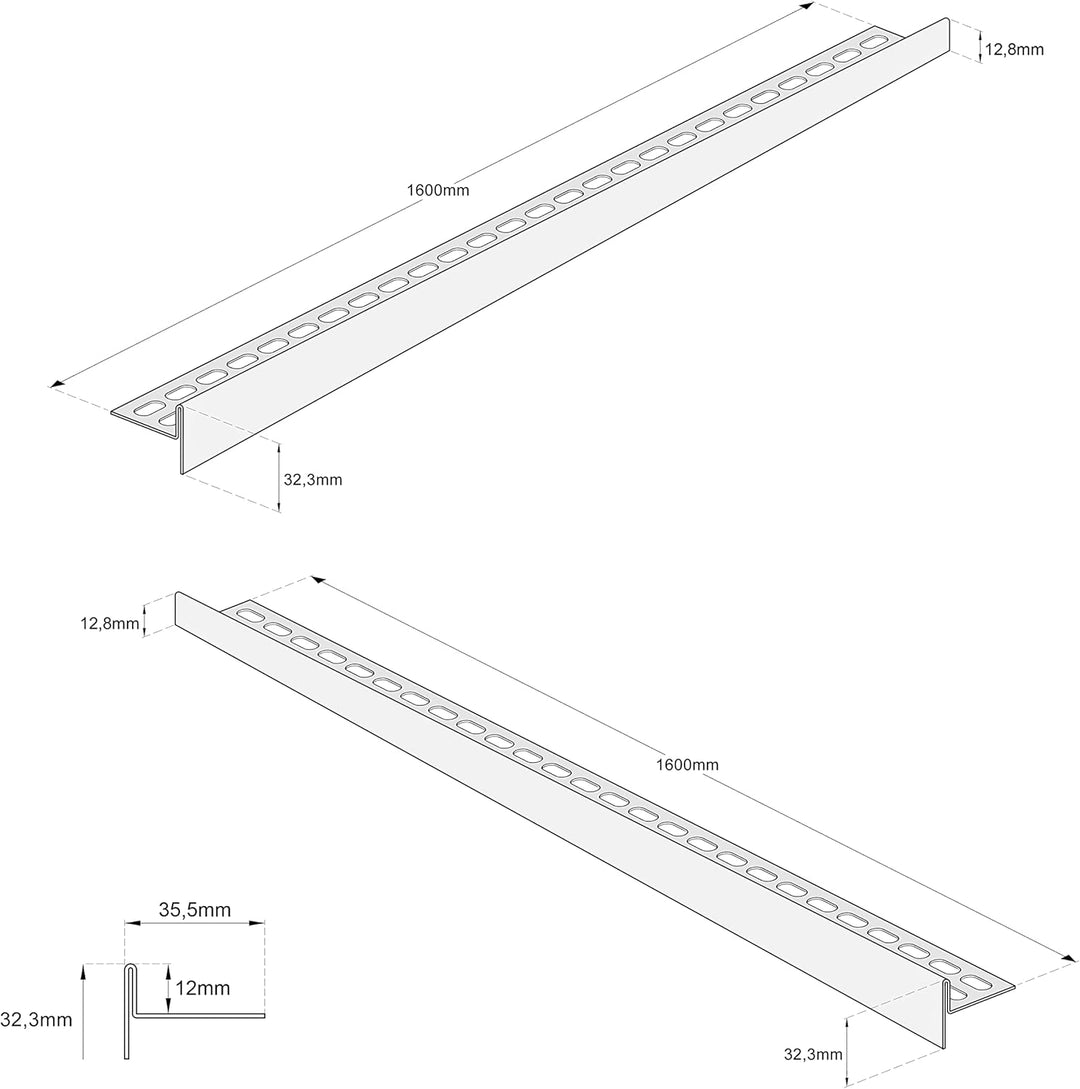 Aquabad Edelstahl Gefälleprofil Clive für begehbare Dusche 160cm, 1x paar (links und rechts), Kanten