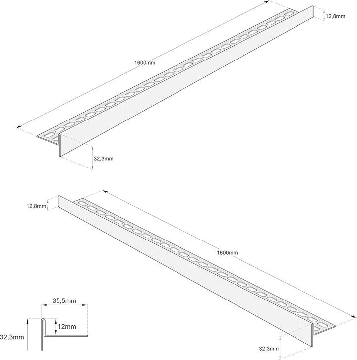 Aquabad Edelstahl Gefälleprofil Clive für begehbare Dusche 160cm, 1x paar (links und rechts), Kanten