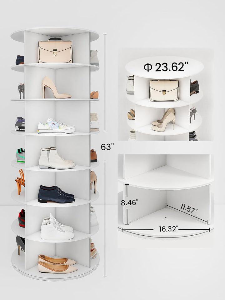 7 Etage Drehbares Schuhschrank, 360-Grad-Schuhregal 28 Paar Aufbewahrung, Rundes Karussell, Vertikal
