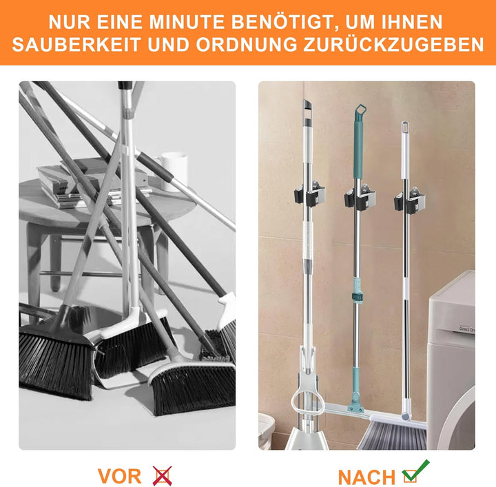 GARTOL Besenhalter Wand, Gerätehalter, Gartengerätehalter, Edelstahl Wandhalterung für Wischmopp, Be