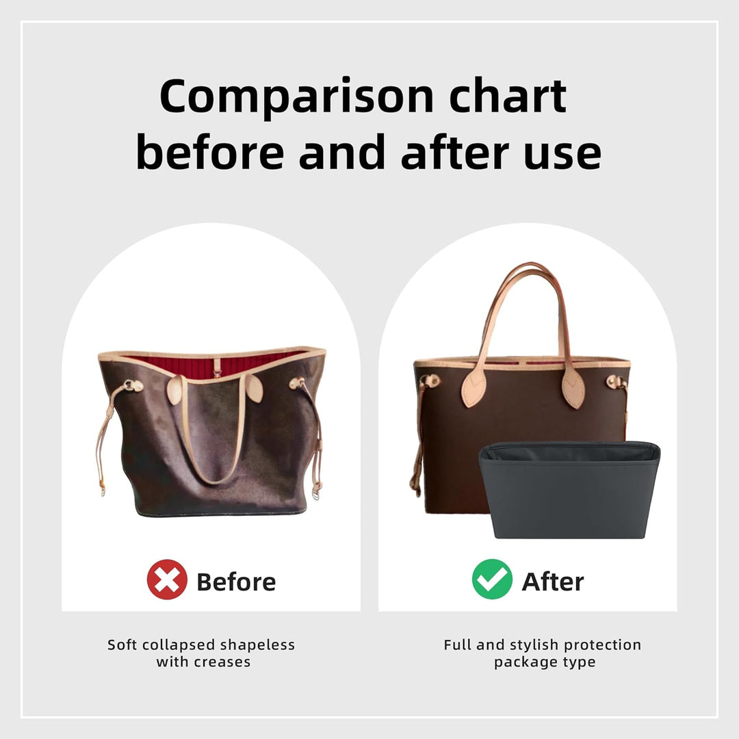DGAZ Taschen Organizer Einsatz, Seide Taschenorganizer für Neverfull PM/MM/GM Tasche, Seidige Berühr