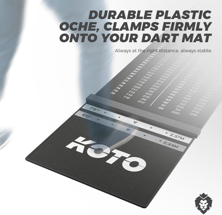 KOTO - Oche Carpet Checkout Dartmatte Schwarz 285 x 60 cm, Hochwertige Dartmatte mit Anti-Rutsch-Bes