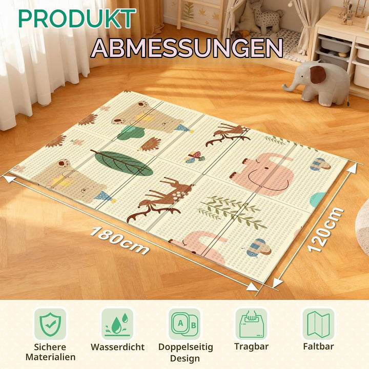 Soontrans Krabbelmatte Baby, Spielmatte Baby Faltbar, 180x120x1cm, Play Mat for Babies Doppelseitige
