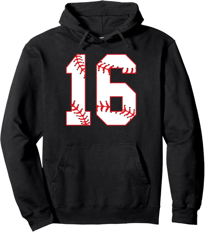 Baseball 16 Years Old Birthday Gift Softball Boys Girls Pullover Hoodie