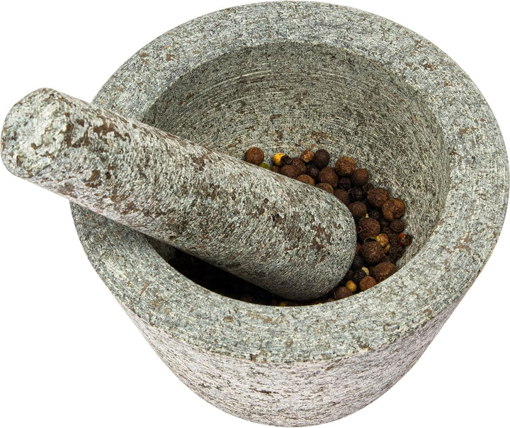 BROWIN® Küchenmörser mit Stössel aus Granit 312013 | Ø 13,3 cm | Zerkleinerer für Kerne, Gewürze, Nü